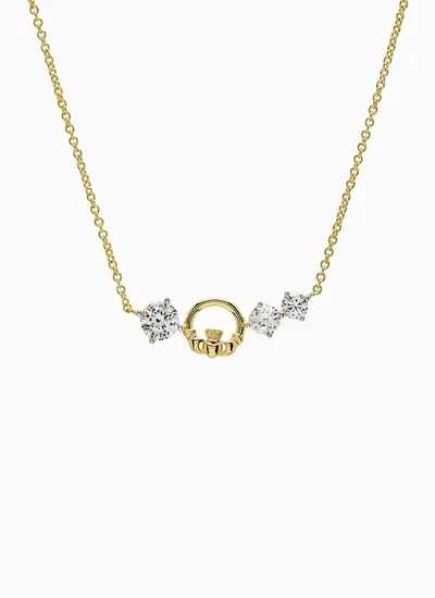 Sopphisticated 14K Gold Vermeil Unique Claddagh Curve Necklace